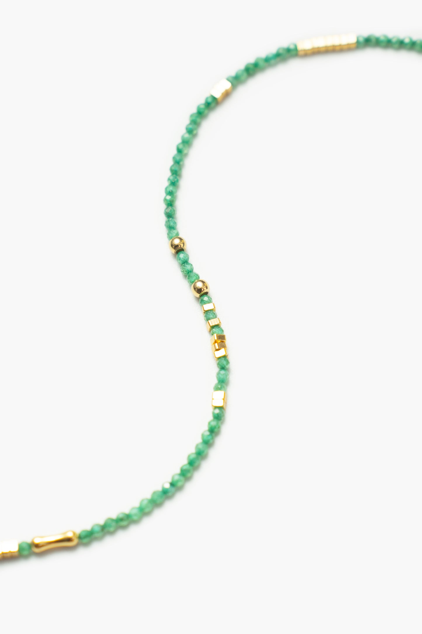 Broken Gold Tiny Green Gemstone Beaded Choker