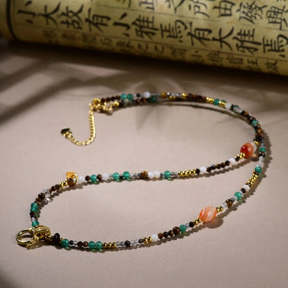 Mulstio Mixed Gemstone Agate Necklace for Women Abundance and Inner Balance Choker