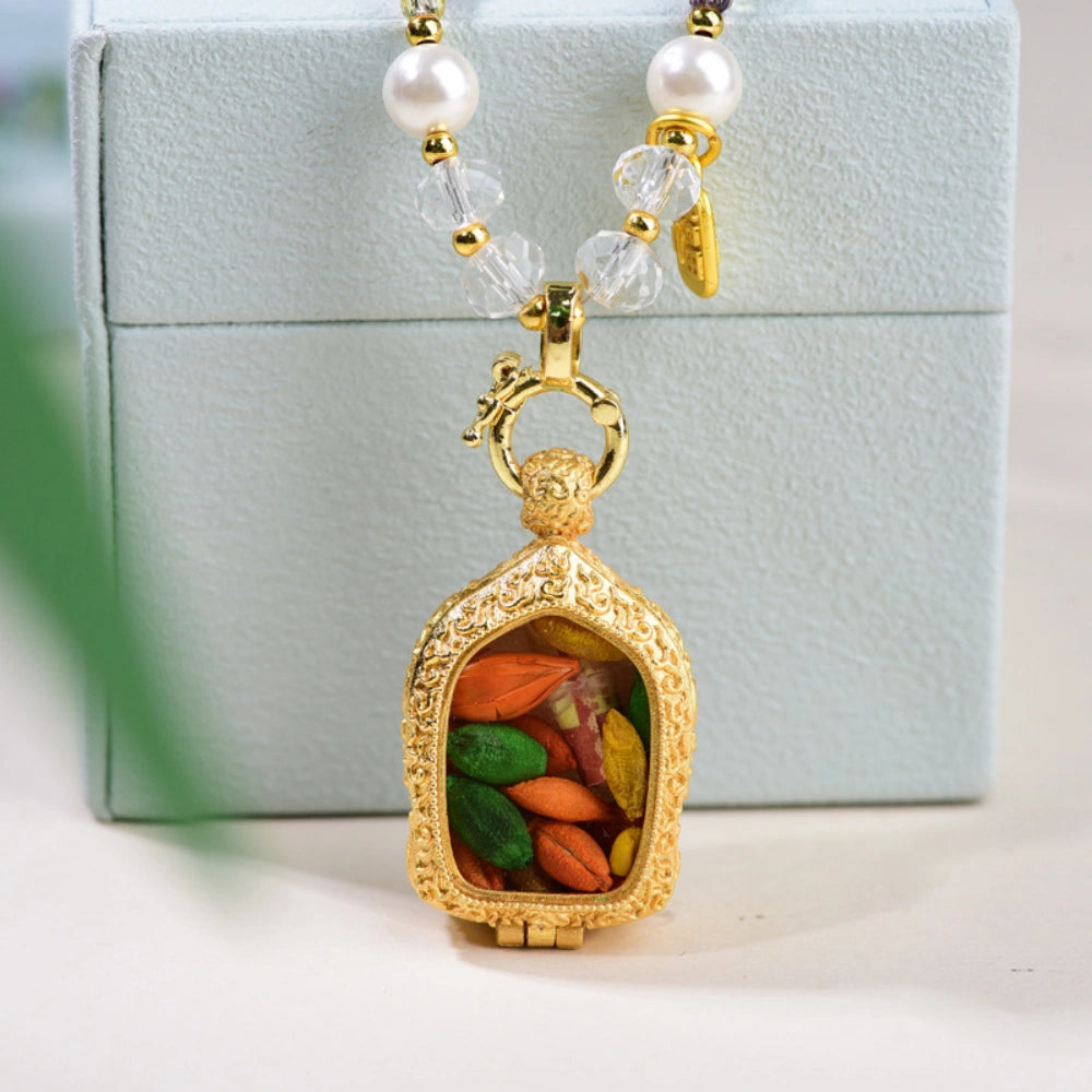 Nine Tailed Fox Thangka Pendant Multi Color Tourmaline Style Crystal Necklace Emotional Empowerment Jewelry