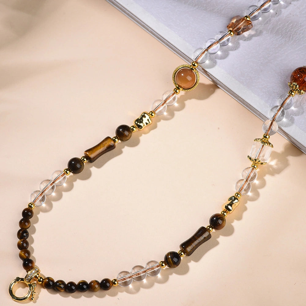 Mulstio Tiger Eye Crystal Necklace Spiritual Empowerment Beaded Chain For Women