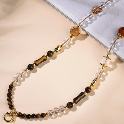 Mulstio Tiger Eye Crystal Necklace Spiritual Empowerment Beaded Chain For Women