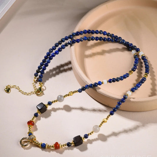 Lapis Lazuli Wisdom Necklace Vintage Oriental Universal Chain for Inner Clarity and Empowerment
