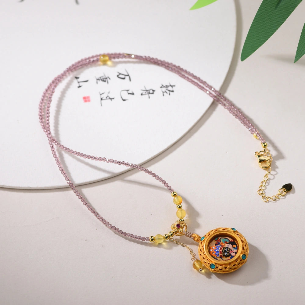 Mulstio Wealth Attraction Necklace Amber Amethyst Tashi Lhamo Pendant Empowerment Jewelry
