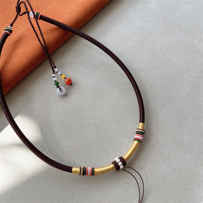 Mulstio Handcrafted Healing Choker Silk Cord Jade Empowering Necklace