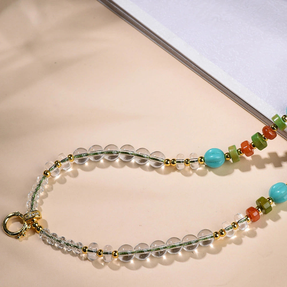 Mulstio Clear Quartz Multi-Gemstone Energy Necklace Empowerment Versatile Bead Chain For Women