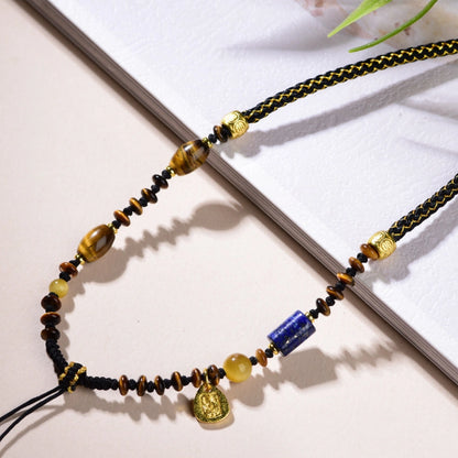 Mulstio Tiger Eye Dragon Scale Necklace Cord Feng Shui Wealth Amulet for Career Women