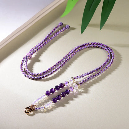 Mulstio Amethyst Crystal Empowerment Necklace Cord Handwoven Healing Jewelry for Modern Women