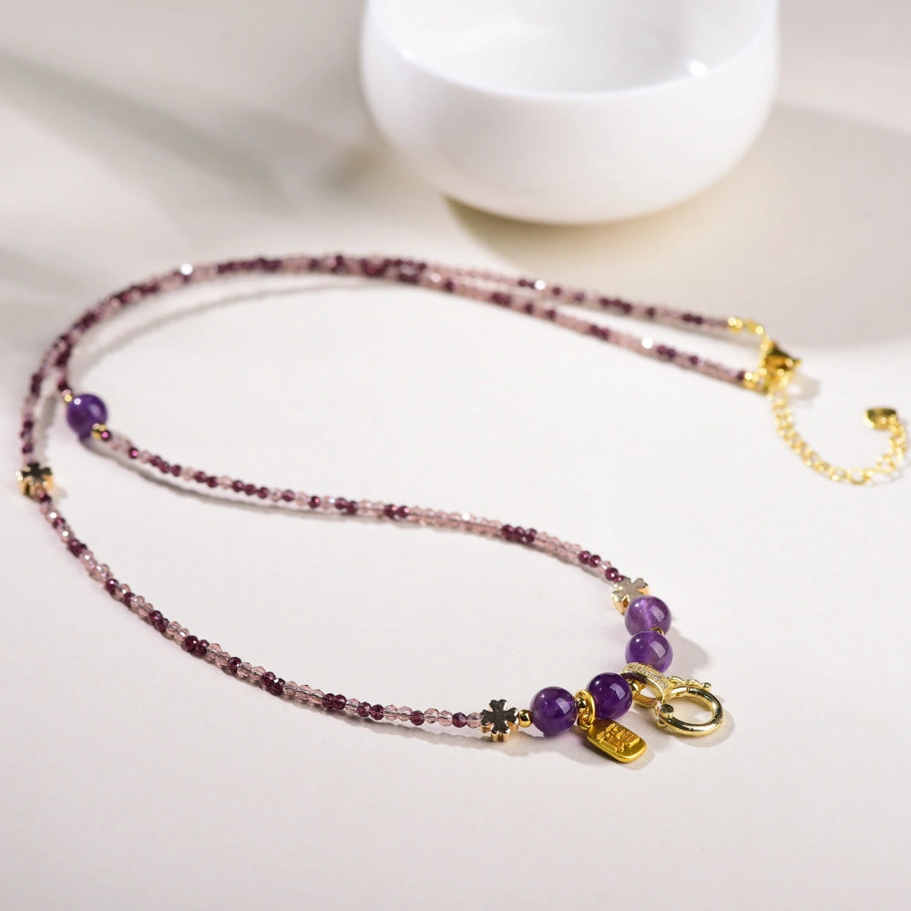 Mulstio Natural Amethyst Empowerment Necklace Handmade Energy Pendant for Modern Women