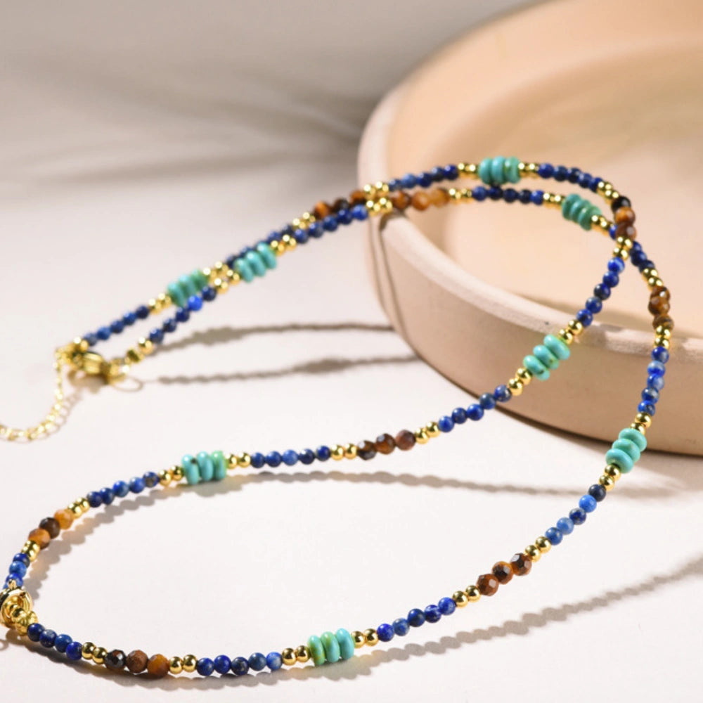 Empowerment Lapis Lazuli Healing Crystal Necklace Multipurpose Boho Gemstone Chain for Women