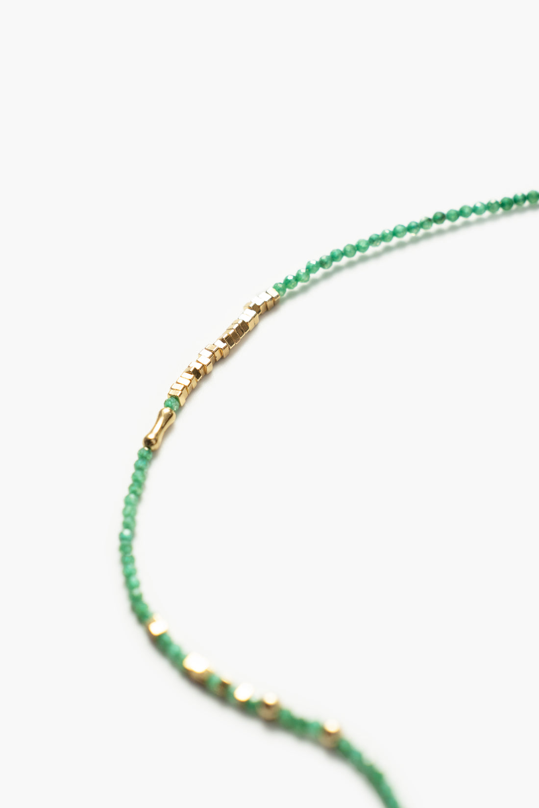 Broken Gold Tiny Green Gemstone Beaded Choker