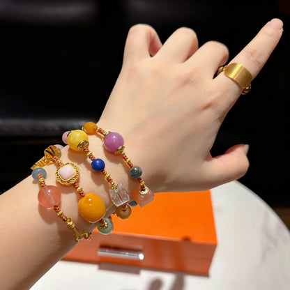 Multicolor Agate and Malay Jade Healing Necklace Multi-Stone Empowerment Beads for Women