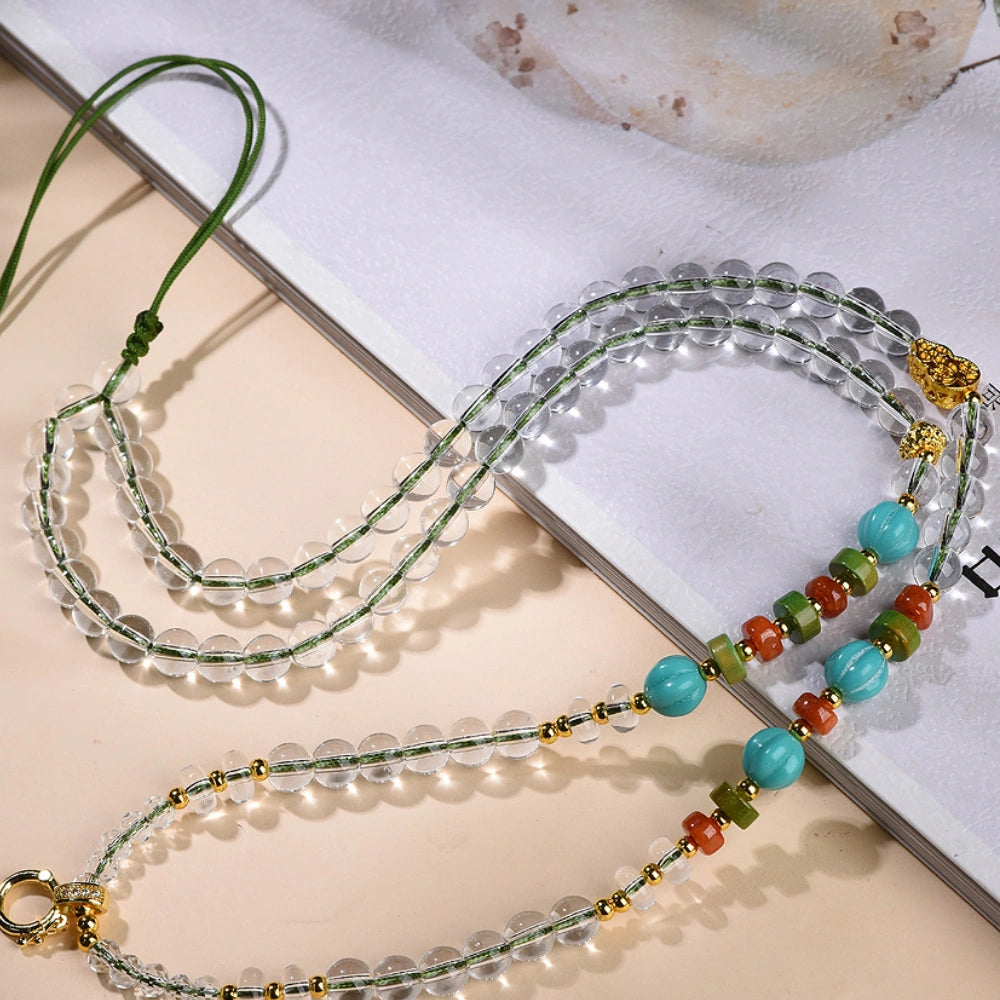 Mulstio Clear Quartz Multi-Gemstone Energy Necklace Empowerment Versatile Bead Chain For Women