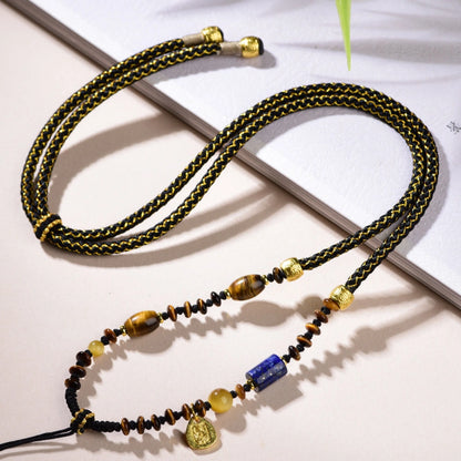Mulstio Tiger Eye Dragon Scale Necklace Cord Feng Shui Wealth Amulet for Career Women