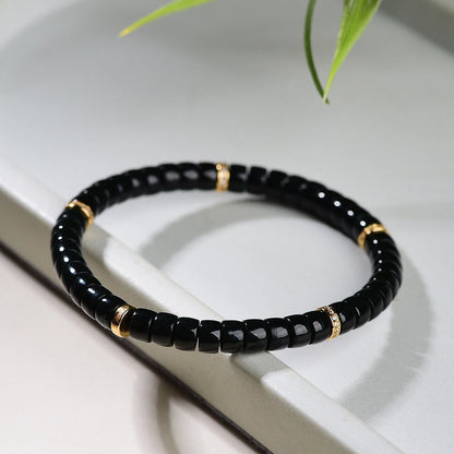 Mulstio Empowerment Bracelet Collection Nan Hong Agate Mo Yu and Hetian Jade Tablet Cut Talisman
