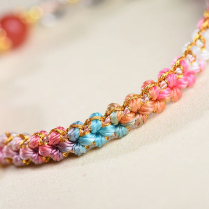 Mulstio Southern Red Agate Peach Blossom Knot Bracelet White Crystal Empowering Handcrafted Jewelry for Vitality