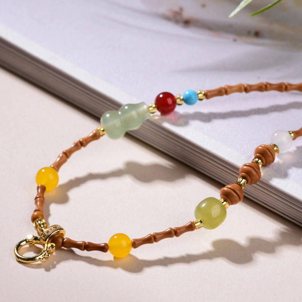 Olive Nut Multi Gemstone Multipurpose Chain Abundance Protection Necklace Spiritual Empowerment Jewelry Mulstio