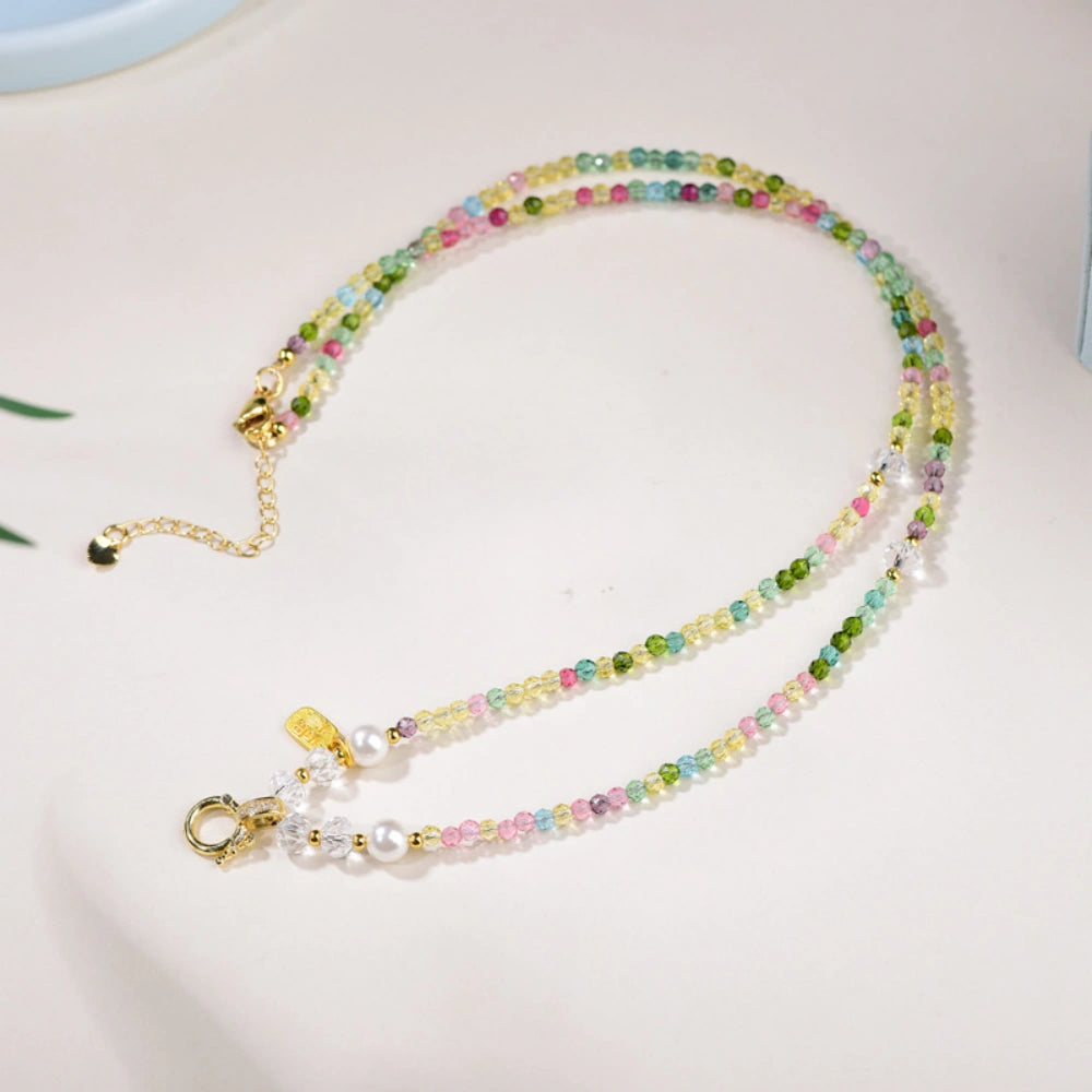 Nine Tailed Fox Thangka Pendant Multi Color Tourmaline Style Crystal Necklace Emotional Empowerment Jewelry