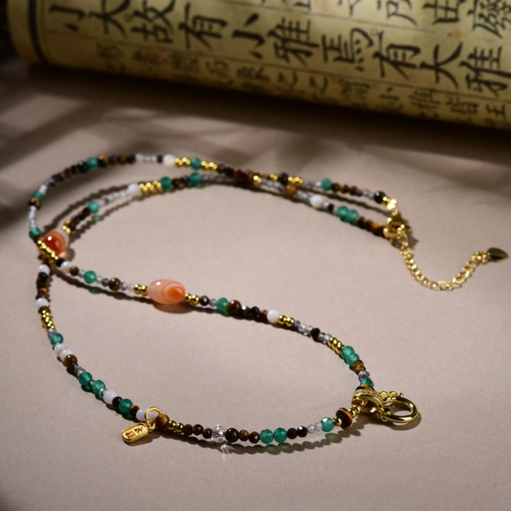 Mulstio Mixed Gemstone Agate Necklace for Women Abundance and Inner Balance Choker
