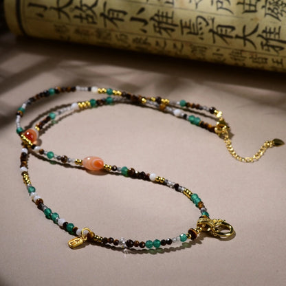 Mulstio Mixed Gemstone Agate Necklace for Women Abundance and Inner Balance Choker