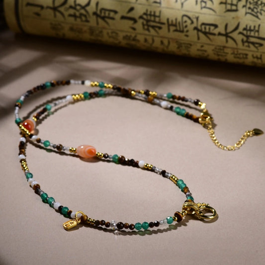 Mulstio Mixed Gemstone Agate Necklace for Women Abundance and Inner Balance Choker