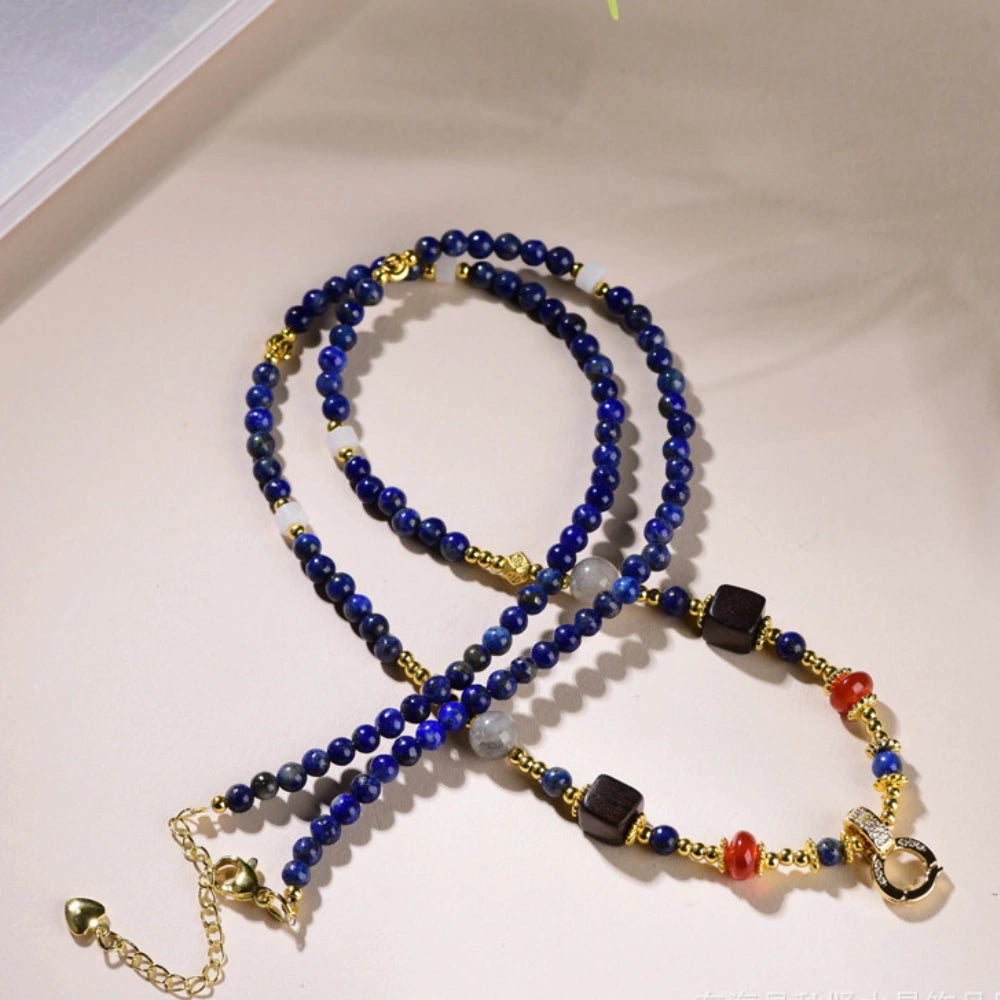 Lapis Lazuli Wisdom Necklace Vintage Oriental Universal Chain for Inner Clarity and Empowerment