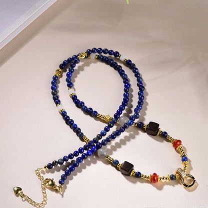 Lapis Lazuli Wisdom Necklace Vintage Oriental Universal Chain for Inner Clarity and Empowerment