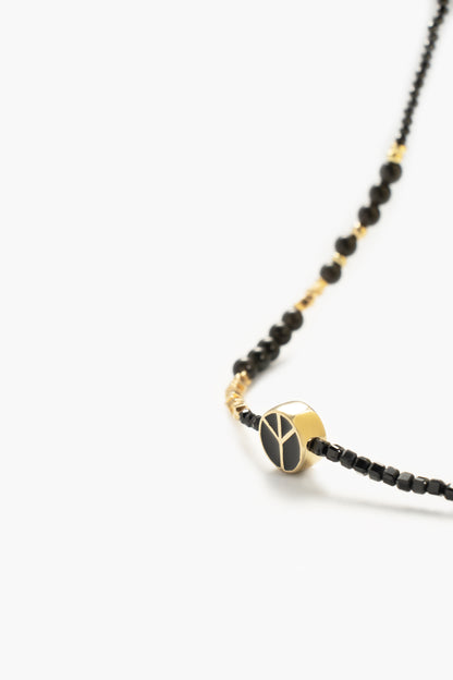 Peace Love Multifaceted Black Gemstone Choker