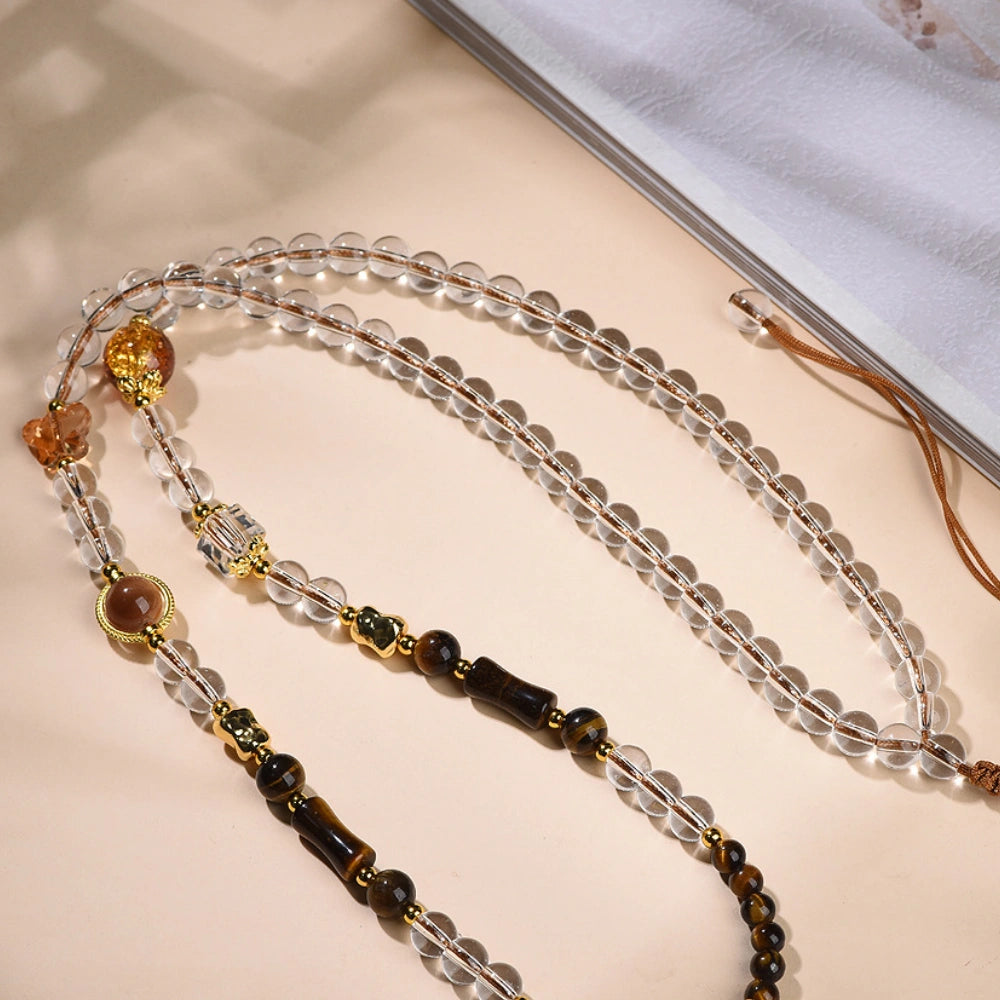 Mulstio Tiger Eye Crystal Necklace Spiritual Empowerment Beaded Chain For Women