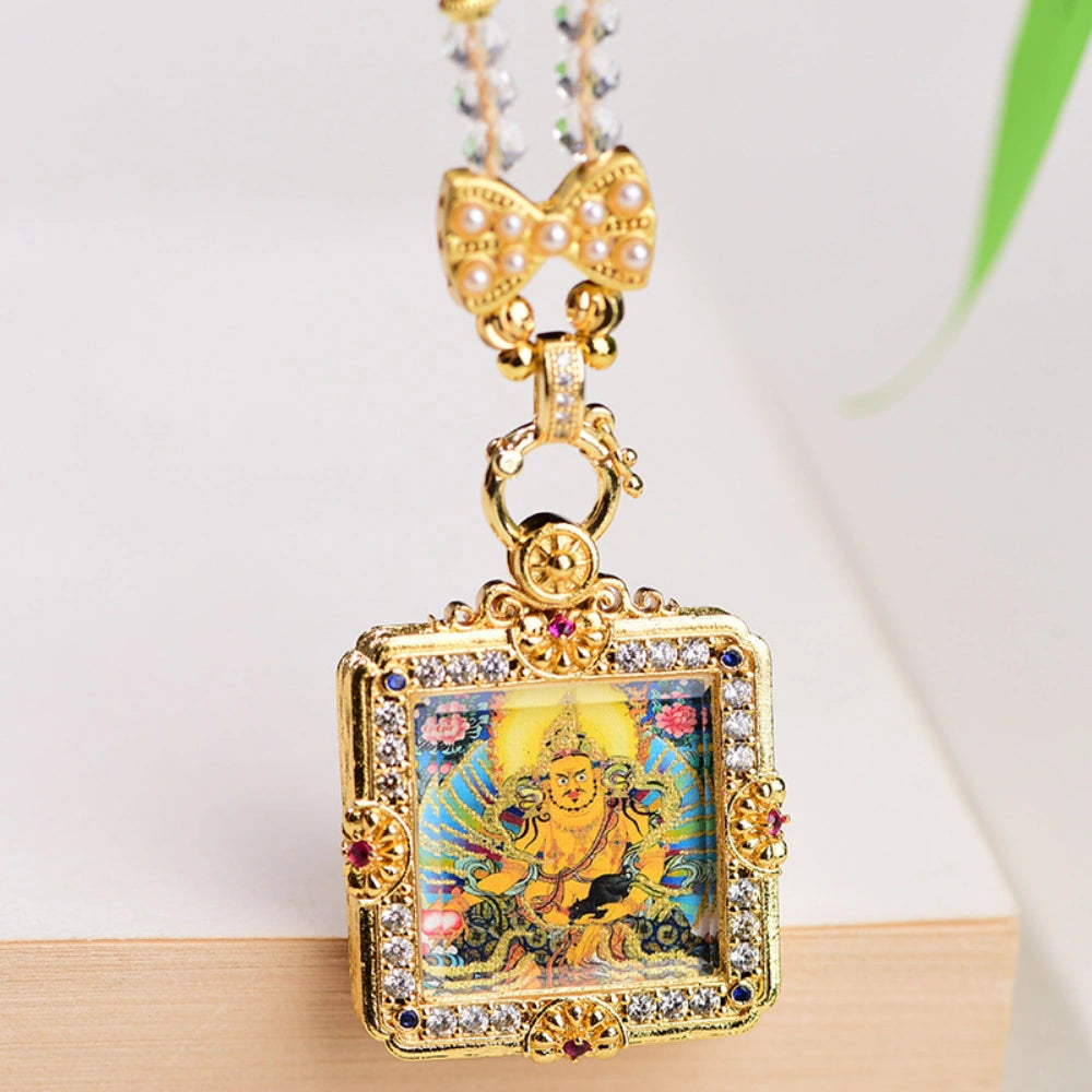 Thangka Amulet Necklace Yellow Zambala Citrine Wealth Manifestation Jewelry