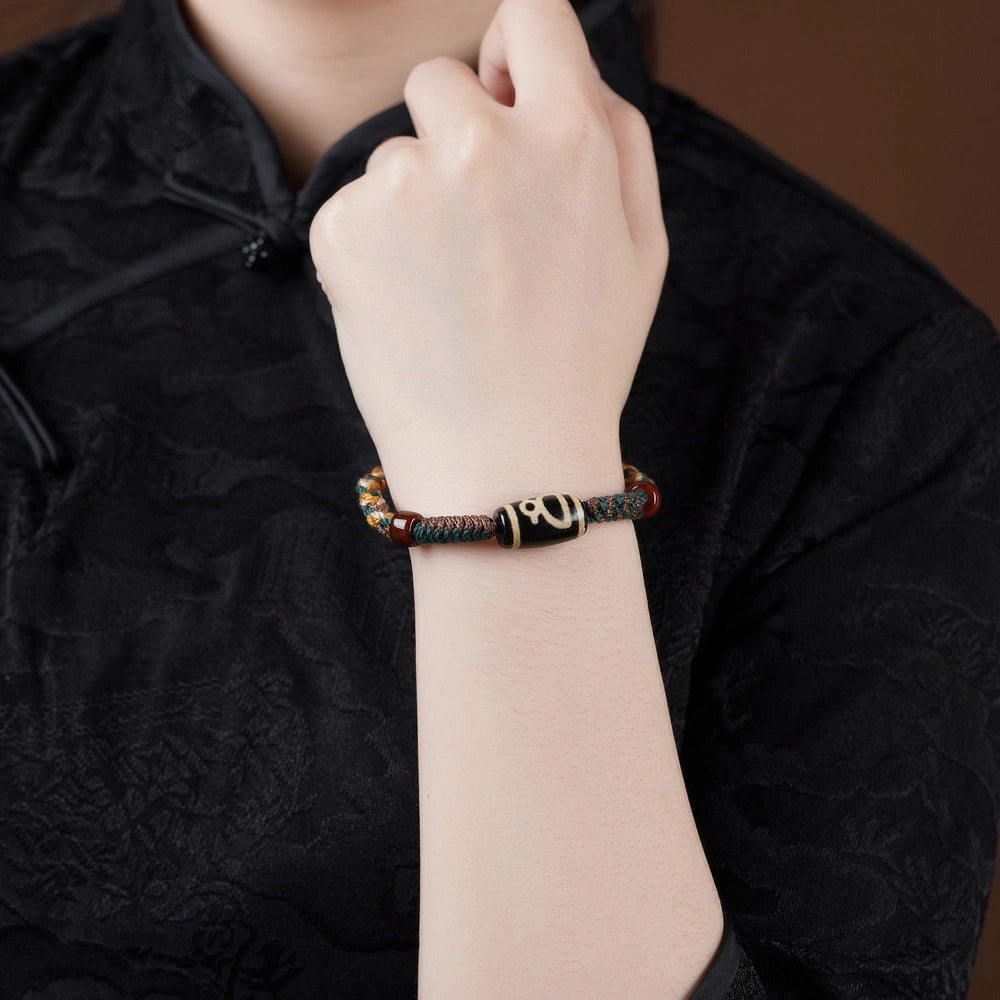 Tibetan Dzi Bead Agate Bracelet Ancient Empowerment Amulet for Modern Women