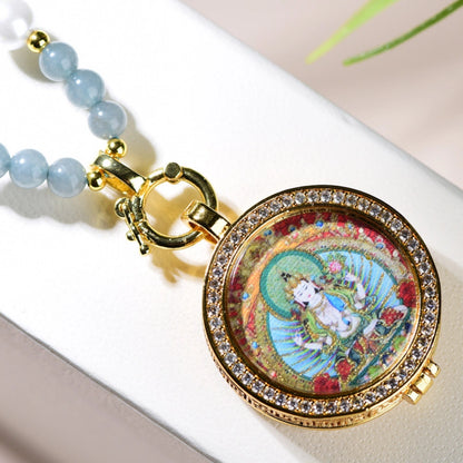 Mulstio Gray Chalcedony Thangka Pendant Necklace Spiritual Empowerment Jewelry for Women