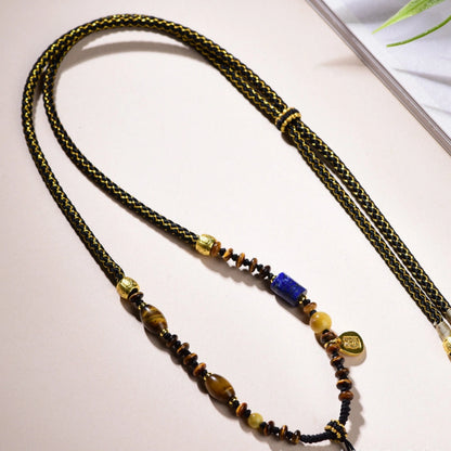 Mulstio Tiger Eye Dragon Scale Necklace Cord Feng Shui Wealth Amulet for Career Women