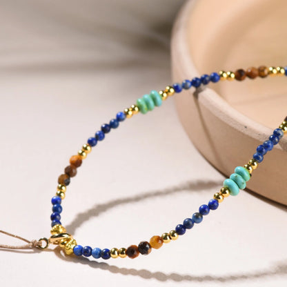 Empowerment Lapis Lazuli Healing Crystal Necklace Multipurpose Boho Gemstone Chain for Women
