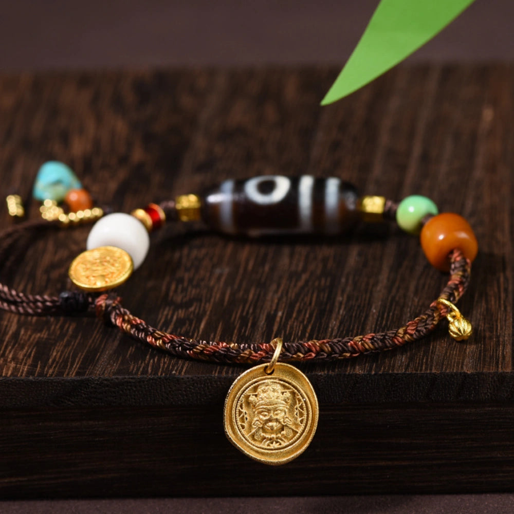 Authentic Two Eyed Dzi Bead Bracelet Agate Healing Stone Empowerment Jewelry for Women