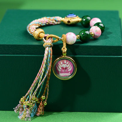 Tibetan Braided Thangka Gau Box Bracelet Evil Eye Protection and Abundance Empowerment Jewelry