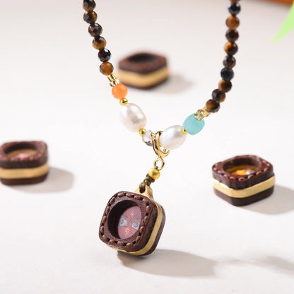 Mulstio Tigers Eye Necklace Wealth Thangka Pendant Empowerment Jewelry for Modern Women