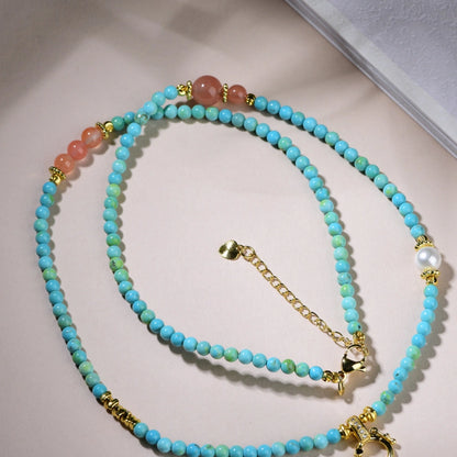 Mulstio Guardian Turquoise Necklace Natural Agate Empowerment Jewelry for Women