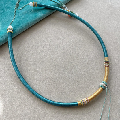 Mulstio Handcrafted Healing Choker Silk Cord Jade Empowering Necklace