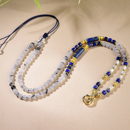 Mulstio Lapis Lazuli Healing Crystal Necklace Modern Women Spiritual Empowerment Multi Gemstone Bead Chain
