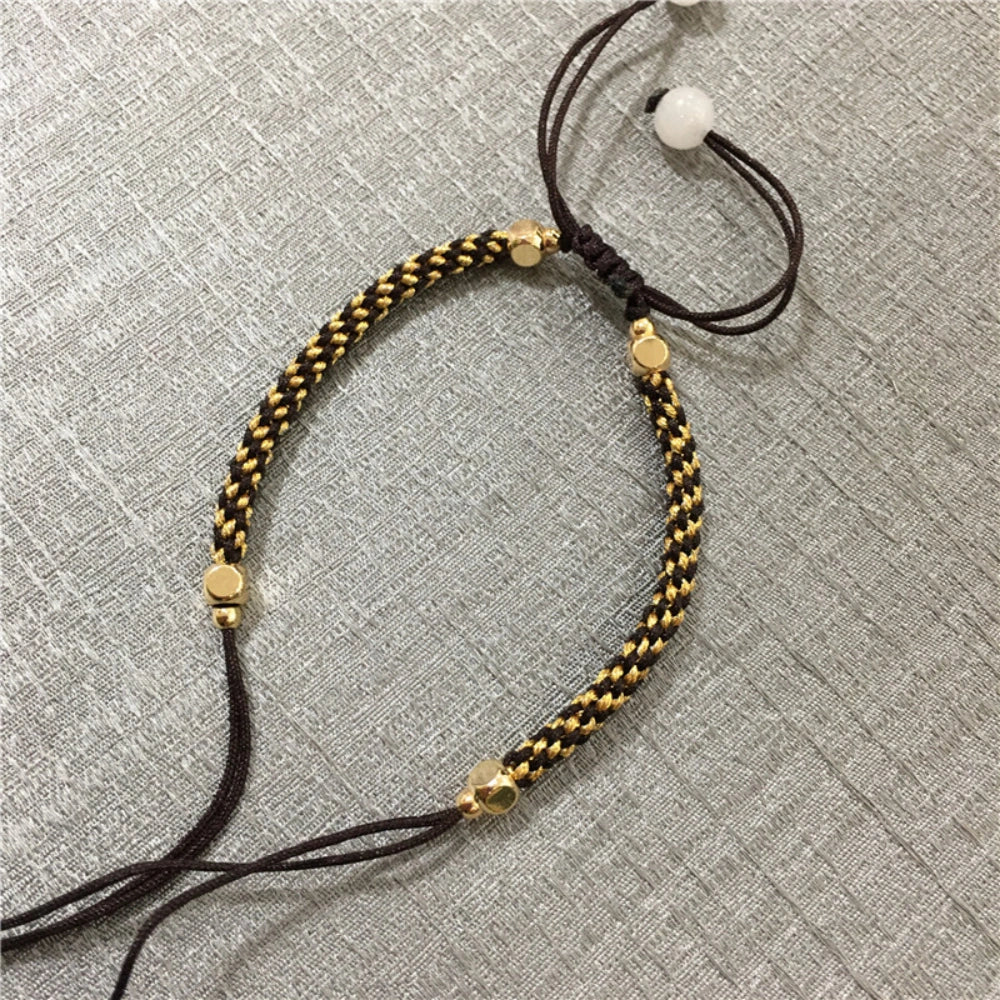 Mulstio Handcrafted Adjustable Cord Bracelet White Jade Spiritual Empowerment Amulet