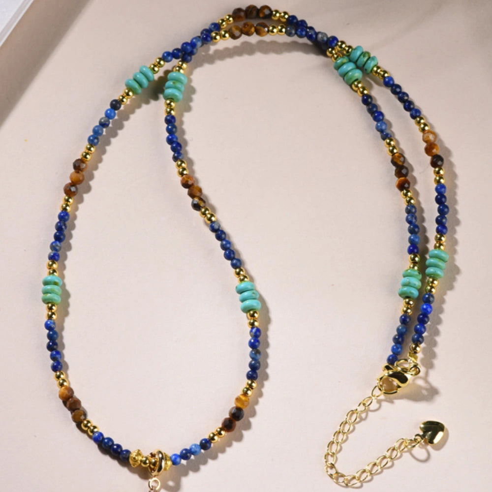 Empowerment Lapis Lazuli Healing Crystal Necklace Multipurpose Boho Gemstone Chain for Women