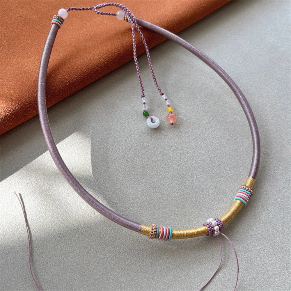 Mulstio Handcrafted Healing Choker Silk Cord Jade Empowering Necklace