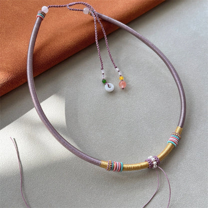 Mulstio Handcrafted Healing Choker Silk Cord Jade Empowering Necklace