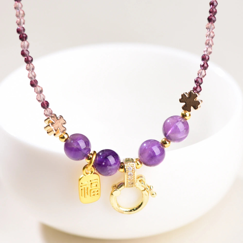 Mulstio Natural Amethyst Empowerment Necklace Handmade Energy Pendant for Modern Women