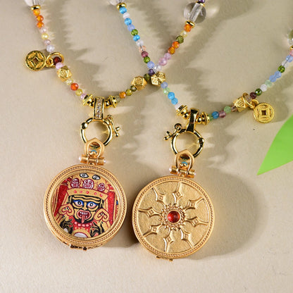 Zaki Lhamo Enamel Pendant Necklace Mixed Crystal Spiritual Abundance Amulet