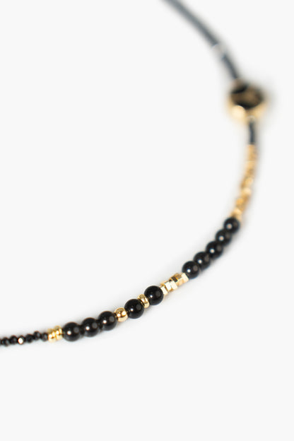 Peace Love Multifaceted Black Gemstone Choker