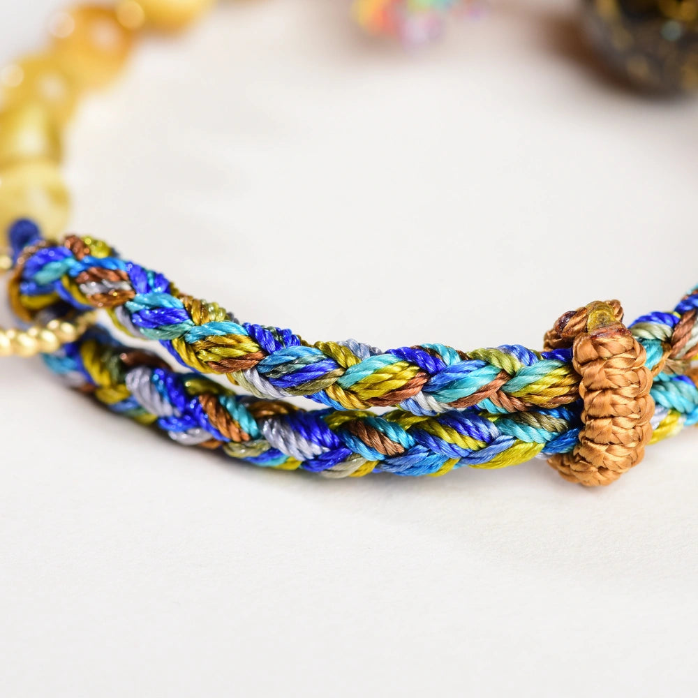 Mulstio Modern Empowerment Bracelet Tiger Eye Stone Chinese Lacquer Art Handwoven Spiritual Jewelry for Women