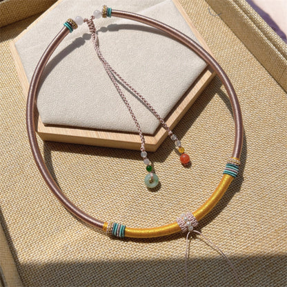 Mulstio Handcrafted Healing Choker Silk Cord Jade Empowering Necklace