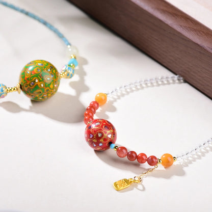 Mulstio Empowerment Lacquer Bead Necklace Mother of Pearl Healing Crystal Choker for Inner Harmony