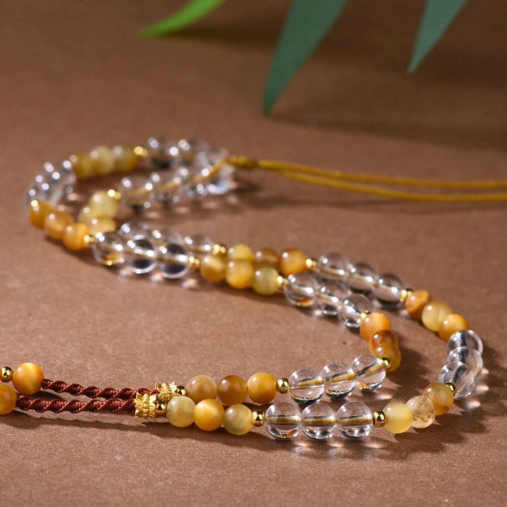Mulstio Citrine and Golden Tiger Eye Necklace Empowering Abundance and Confidence Healing Jewelry